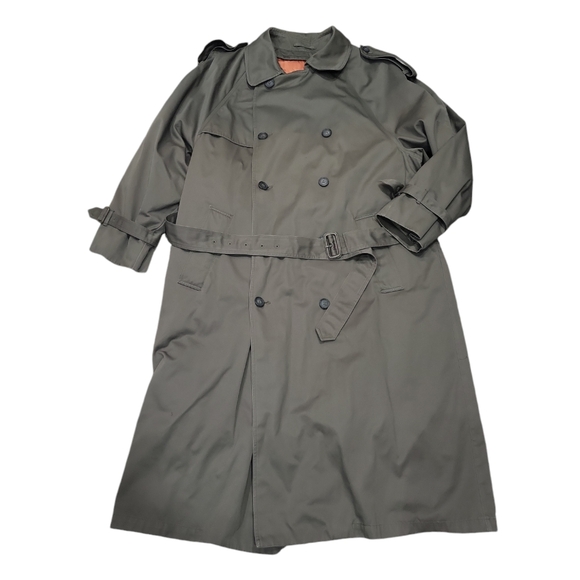 London Fog men's Removable Liner Double Breast Long Brown Trench Coat 42R warm - Picture 5 of 16